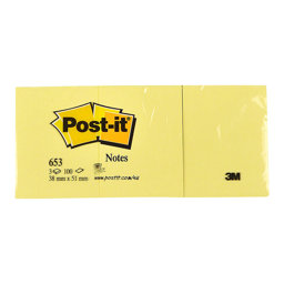 3M Post-it Yapışkanlı Not Kağıdı 100 Yaprak 38x51 mm Sarı resmi