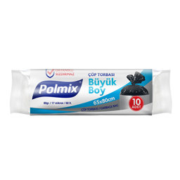 Polmix P103 Çöp Torbası Büyük Boy 65 x 80 cm 10 Adet - Siyah için detaylı bilgi göster Polmix P103 Çöp Torbası Büyük Boy 65 x 80 cm 10 Adet - Siyah resmi