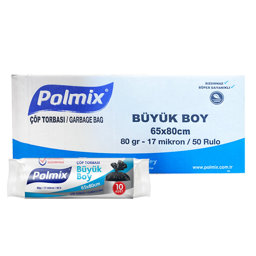 Polmix P103 Çöp Torbası Büyük Boy 65 x 80 cm 10 Adet - Siyah (50 Adet) resmi