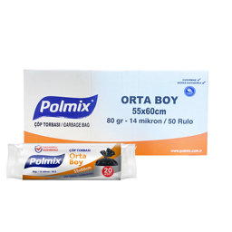 Polmix P102 Çöp Torbası Orta Boy 55 x 60 cm 20 Adet - Siyah (50 Adet) için detaylı bilgi göster Polmix P102 Çöp Torbası Orta Boy 55 x 60 cm 20 Adet - Siyah (50 Adet) resmi