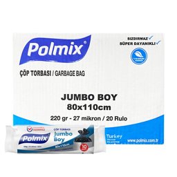 Polmix P105 Çöp Torbası Jumbo Boy 80 x 110 cm 10 Adet - Siyah (20 Adet) için detaylı bilgi göster Polmix P105 Çöp Torbası Jumbo Boy 80 x 110 cm 10 Adet - Siyah (20 Adet) resmi