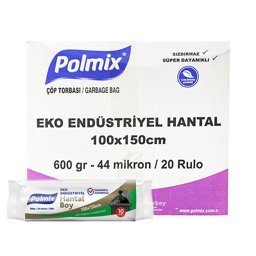 Polmix P305 Çöp Torbası Eko Endüstriyel Hantal Boy 100 x 150 cm 10 Adet - Siyah (20 Adet) resmi