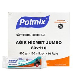 Polmix P503 Çöp Torbası Ağır Hizmet Jumbo Boy 100 Mikron 80 x 110 cm 10 Adet - Siyah (10 Adet) için detaylı bilgi göster Polmix P503 Çöp Torbası Ağır Hizmet Jumbo Boy 100 Mikron 80 x 110 cm 10 Adet - Siyah (10 Adet) resmi