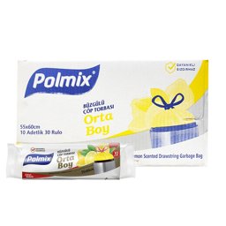 Polmix P139 Çöp Torbası Büzgülü Orta Boy Limon Kokulu 55 x 60 cm 10 Adet - Sarı (30 Adet) için detaylı bilgi göster Polmix P139 Çöp Torbası Büzgülü Orta Boy Limon Kokulu 55 x 60 cm 10 Adet - Sarı (30 Adet) resmi