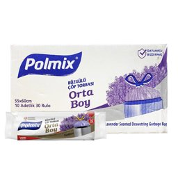 Polmix P141 Çöp Torbası Büzgülü Orta Boy Lavanta Kokulu 55 x 60 cm 10 Adet - Mor (30 Adet) resmi