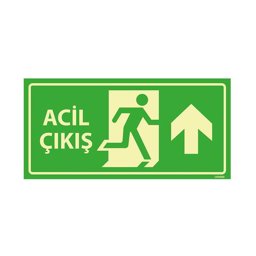 Acil Çıkış Yukarı Yön 35X17 Fosforlu 3mm U04002 Acil Çıkış Yukarı Yön 35X17 Fosforlu 3mm U04002