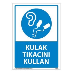 Kulak Tıkacını Kullan Uyarı Levhası 25X35 3mm U03043 Kulak Tıkacını Kullan Uyarı Levhası 25X35 3mm U03043