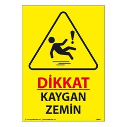 Dikkat Kaygan Zemin Uyarı Levhası 25X35 3mm U02023 Dikkat Kaygan Zemin Uyarı Levhası 25X35 3mm U02023