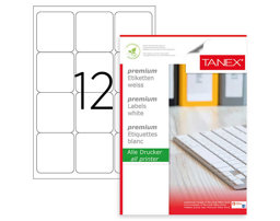 Tanex TW-2012 Lazer Etiket 63,5 x 72 mm Tanex TW-2012 Lazer Etiket 63,5 x 72 mm