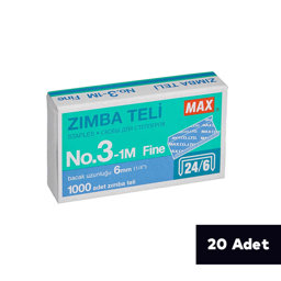 Max Zımba Teli No:24/6 1000 Adet - Beyaz (20 Adet) için detaylı bilgi göster Max Zımba Teli No:24/6 1000 Adet - Beyaz (20 Adet) resmi