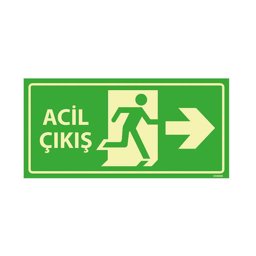 Acil Çıkış Sağ Yön 35X17 Fosforlu 3mm U04001 Acil Çıkış Sağ Yön 35X17 Fosforlu 3mm U04001