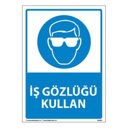 İş Gözlüğü Kullan Uyarı Levhası 25X35 3mm U03023 İş Gözlüğü Kullan Uyarı Levhası 25X35 3mm U03023