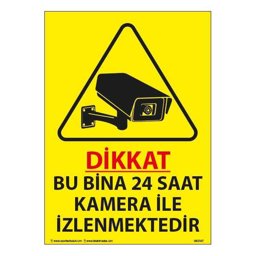 Bu Bina 24 Saat Kamera ile İzlenmektedir Uyarı Levhası 25X35 3mm U02167 Bu Bina 24 Saat Kamera ile İzlenmektedir Uyarı Levhası 25X35 3mm U02167