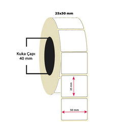 Termal Etiket 25x50 Tekli 1000'li Sarım Termal Etiket 25x50 Tekli 1000'li Sarım