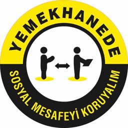 Yemekhanede Sosyal Mesafeyi Koruyalım Yer Etiketi 30 cm U21094 Yemekhanede Sosyal Mesafeyi Koruyalım Yer Etiketi 30 cm U21094