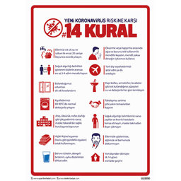 Virüse Karşı 14 Kural Uyarı Levhası U10090 Virüse Karşı 14 Kural Uyarı Levhası U10090