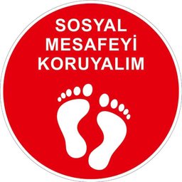 Sosyal Mesafeyi Koruyalım Yer Etiketi Kırmızı 30 cm U21074 Sosyal Mesafeyi Koruyalım Yer Etiketi Kırmızı 30 cm U21074