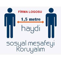 Sosyal Mesafeyi Koruyalım 1,5 Metre Yer Etiketi Kare Logolu U21078 Sosyal Mesafeyi Koruyalım 1,5 Metre Yer Etiketi Kare Logolu U21078