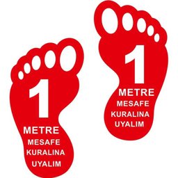 Ayak İzi 1 Metre Mesafeyi Koruyalım Yer Etiketi 30 cm Kırmızı U21076 Ayak İzi 1 Metre Mesafeyi Koruyalım Yer Etiketi 30 cm Kırmızı U21076