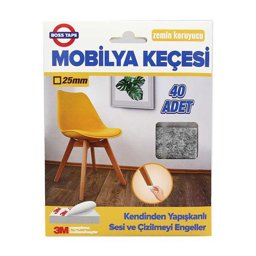 Boss Tape Mobilya Keçesi Kare 40 Adet 25 mm x 25 mm - Gri Boss Tape Mobilya Keçesi Kare 40 Adet 25 mm x 25 mm - Gri