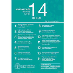 Koronavirüs Riskine Karşı 14 Kural Uyarı Levhası U10116 Koronavirüs Riskine Karşı 14 Kural Uyarı Levhası U10116