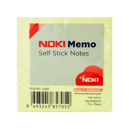 Noki Yapışkanlı Not Kağıdı Sarı 75x75  Noki Yapışkanlı Not Kağıdı Sarı 75x75