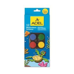 Adel 932 Sulu Boya Büyük Boy 30 mm 12 Renk Adel 932 Sulu Boya Büyük Boy 30 mm 12 Renk