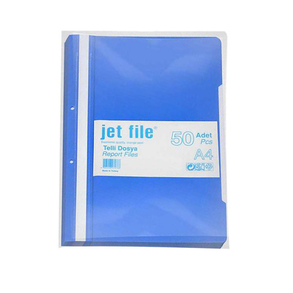 Jet File Telli Dosya A4 50'li Paket - Mavi resmi