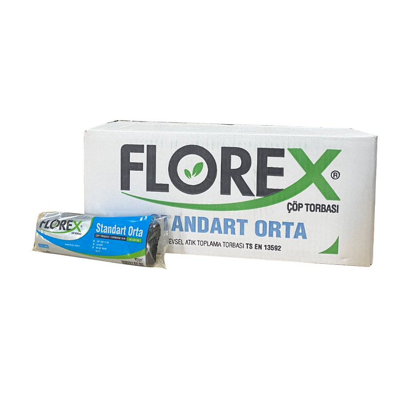 Florex 525 Standart Çöp Torbası Orta Boy 55 x 60 cm 20 Adet - Siyah (50 Adet) resmi