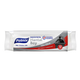 Polmix P407 Çöp Torbası Endüstriyel Hantal Boy 100 x 150 cm 10 Adet - Siyah resmi