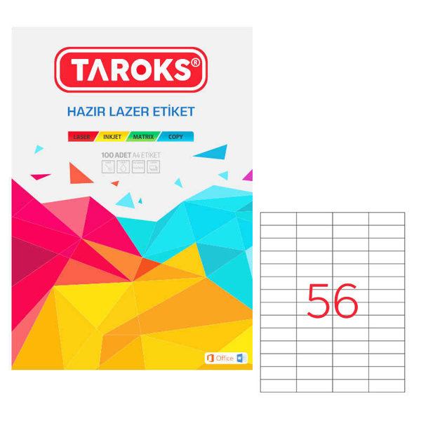 Taroks TR-1321 Lazer Etiket 52,5 x 21,2 mm resmi