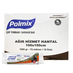 Polmix P504 Çöp Torbası Ağır Hizmet Hantal Boy 100 x 150 cm 10 Adet - Siyah (10 Adet) resmi