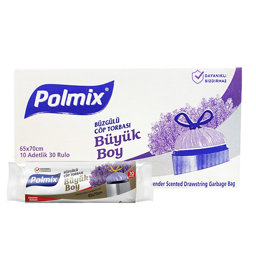 Polmix P144 Çöp Torbası Büzgülü Büyük Boy Lavanta Kokulu 65 x 70 cm 10 Adet - Mor (30 Adet) resmi