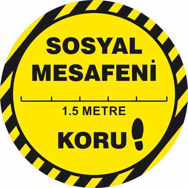 Sosyal Mesafeni Koru Yer Etiketi Sarı 30 cm U21089