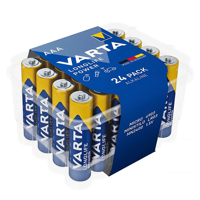 VARTA Longlife Power – Confezione Da 24 Pile AA Alcaline 1.5V, Made In Germany, 10 Anni Di Shelf Life, Per Dispositivi Ad Alto Consumo
