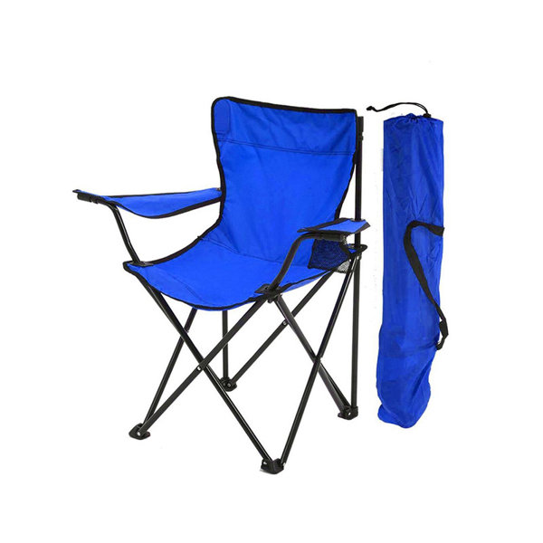 Kamp Sandalyesi Standart Metal Ayak Katlanır - Mavi resmi