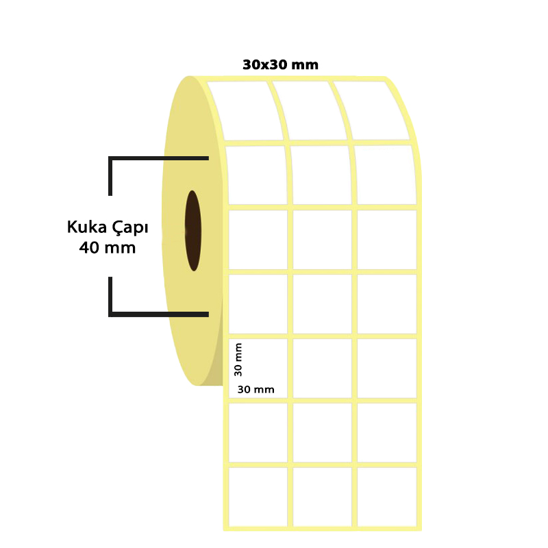 Taroks Kuşe Rulo Etiket 30 x 30 mm Üçlü Sıra 3000 Adet resmi