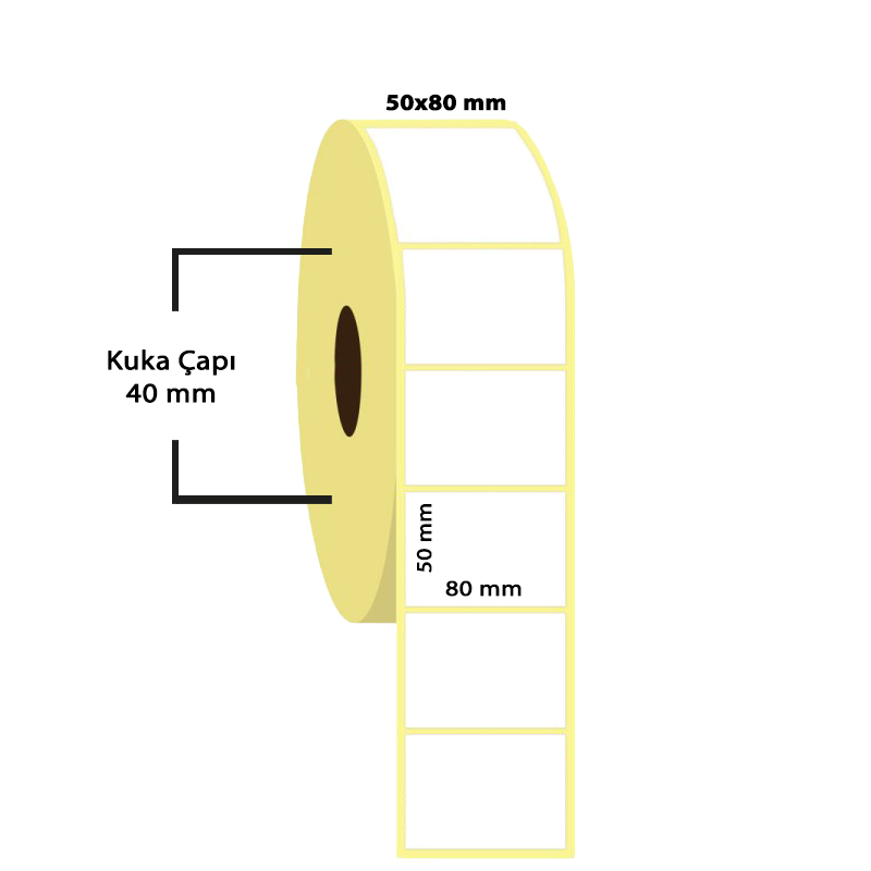 Taroks Termal Rulo Etiket 50x80 mm 100 Adet resmi