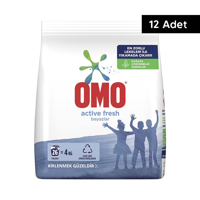 Omomatik Active Toz Çamaşır Deterjanı Beyaz 4 kg
 (12 Adet) resmi