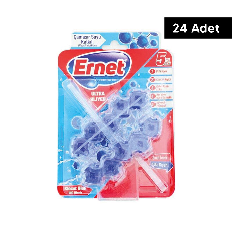 Ernet Ultra Hijyen Wc Klozet Blok Çamaşır Suyu Katkılı 2 x 50 g (24 Adet) resmi