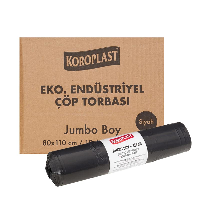 Koroplast Çöp Torbası Eko Endüstriyel Jumbo Boy 80 cm x 110 cm - Siyah (20 Adet) resmi