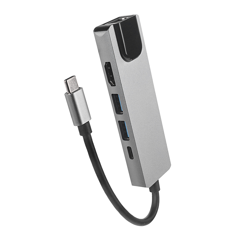 Hytech HY-USBC80 4K 30Hz HDMI To Type-C USB3.0 Adaptör - Gri resmi