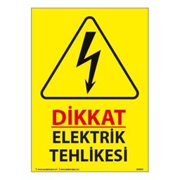 Dikkat Elektrik Tehlikesi Uyarı Levhası 25X35 3mm U02033