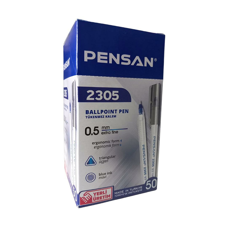 Pensan 2305 Üçgen Tükenmez Kalem 0.5 mm Mavi (50 Adet) resmi