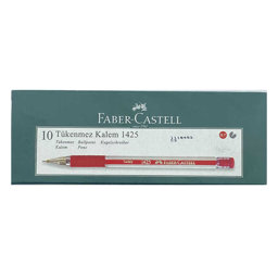 Faber Castell 1425 Tükenmez Kalem İğne Uçlu 0.7 mm 10'lu Paket - Kırmızı