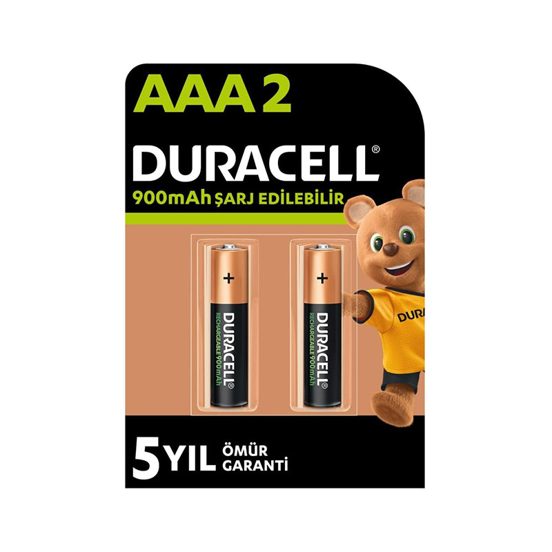 Duracell Şarj Edilebilir AAA İnce Kalem Pil 900 mAh 2'li Paket resmi