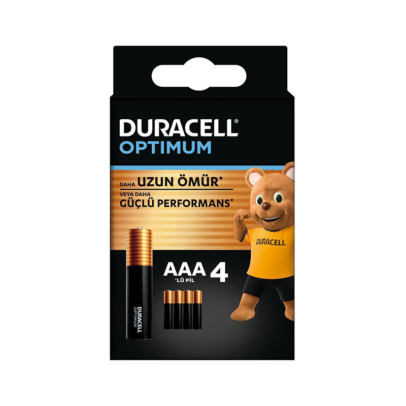 Duracell Optimum Alkalin AAA İnce Kalem Pil 4'lü Paket resmi