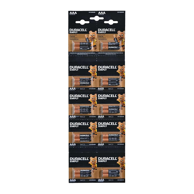 Duracell Alkalin AAA İnce Kalem Pil  2x10 Kartela 20'li Paket resmi