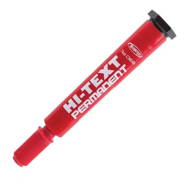 Hi-Text 830-PC Permanent Koli Kalemi Kesik Uçlu - Kırmızı