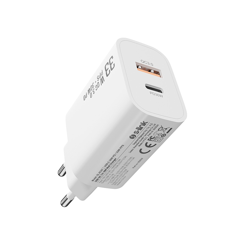S-link SL-EC67 Type USB-C 30W PD 33W PPS USB QC 3.0 18W Hızlı Şarj Adaptörü resmi